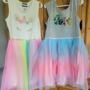 Pink and violet dresses